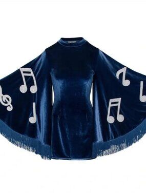 RARE! Fashion Brand Company Blue Velvet Music Mini Dress NWT, XL